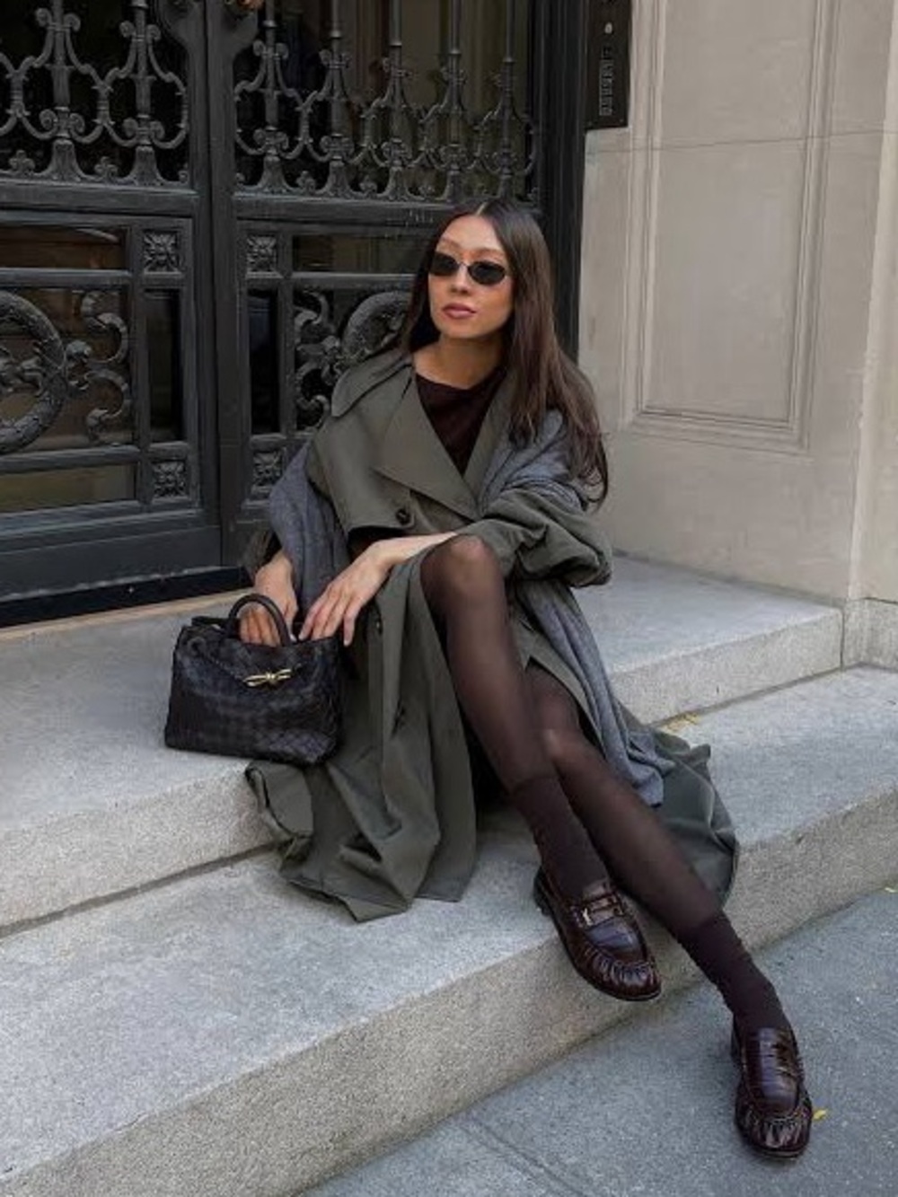 THE FRANKIE SHOP • Mavis Oversized Grey Trench Coat - Picture 13 of 16